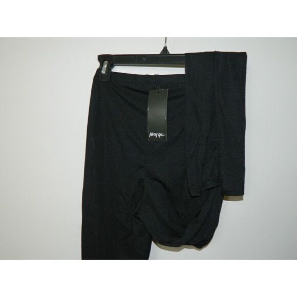 Nasty Gal Leggings  Black Ribbed‎  Split Hem Women's Pants Size US 4 - Picture 6 of 10